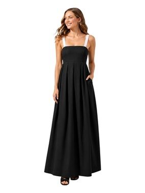 Sugarlips Fabiola Black White Pleated Bow Back Maxi Dress Size S NWT
